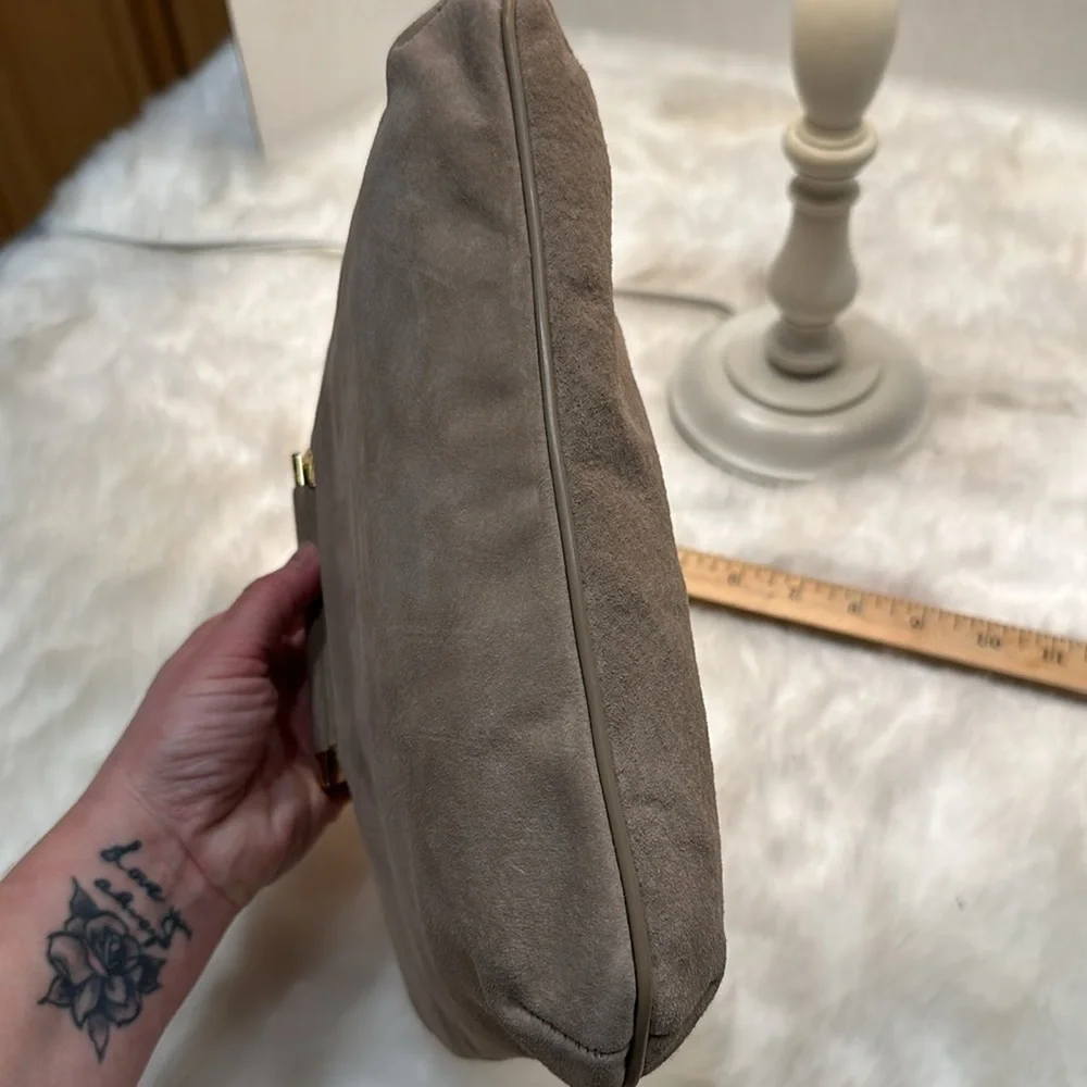 NWT vintage, hush puppies tan handbag, super -suede pig, skin, leather